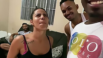 Brazilian Matron And Three Ebony Studs Engage In Steamy Interracial Encounter