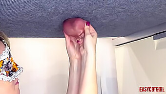 Painful Ballbusting With Russian Mistress And Her Submissive